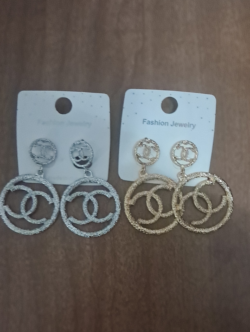 Fashion Jewelry Silver Textured Interlocking Circle Drop Earrings